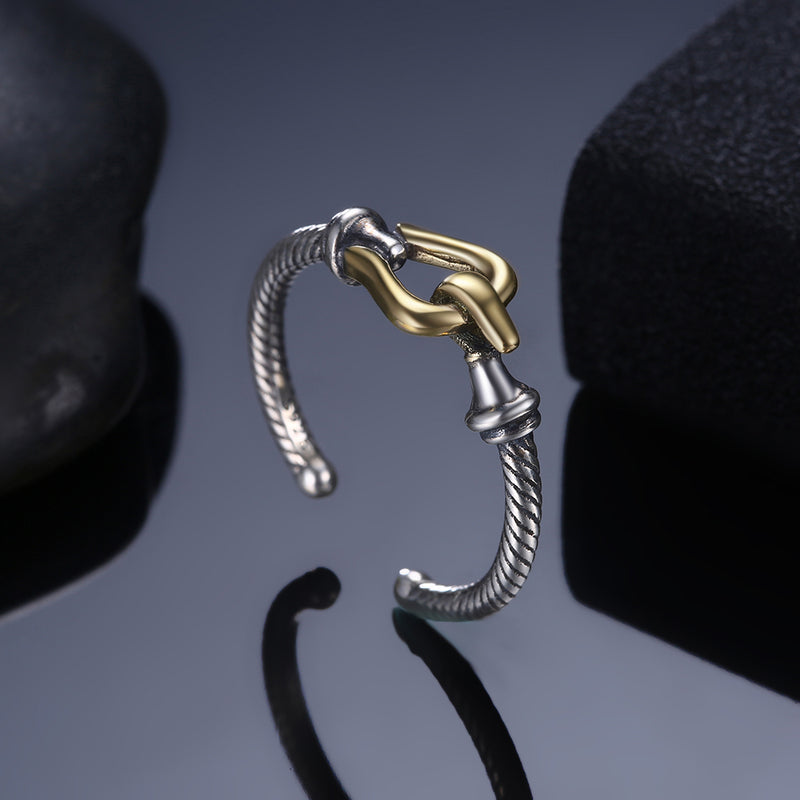 Sterling Silver Twisted Buckle Ring