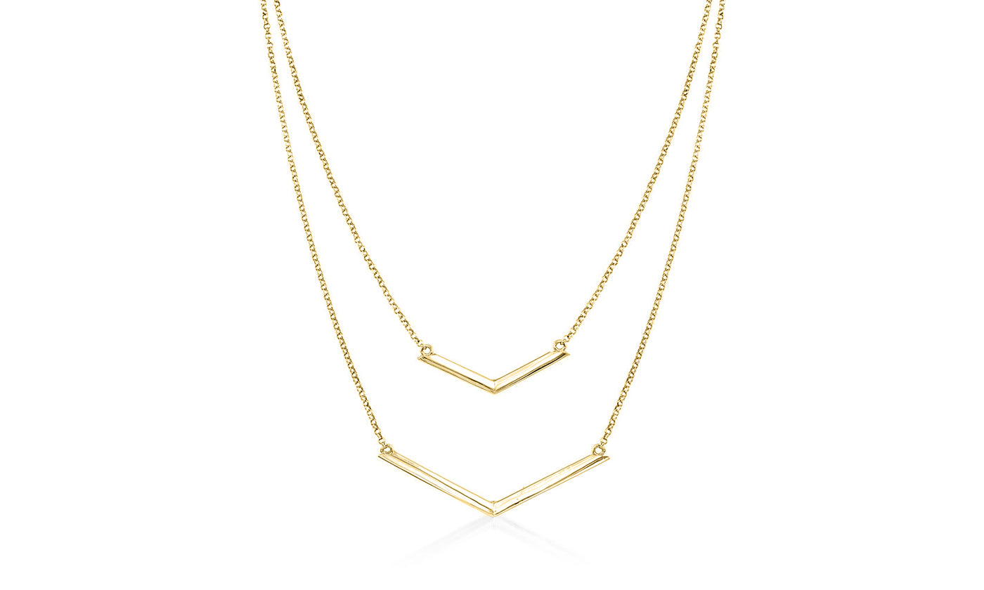 Duo Dangling Chevron Statement Necklace in 18K Gold (Multiple Options), , Golden NYC Jewelry, Golden NYC Jewelry jewelryjewelry deals, swarovski crystal jewelry, groupon jewelry,, jewelry for mom,