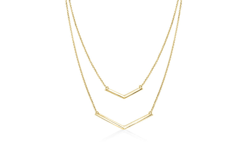Duo Dangling Chevron Statement Necklace in 18K Gold (Multiple Options), , Golden NYC Jewelry, Golden NYC Jewelry jewelryjewelry deals, swarovski crystal jewelry, groupon jewelry,, jewelry for mom,
