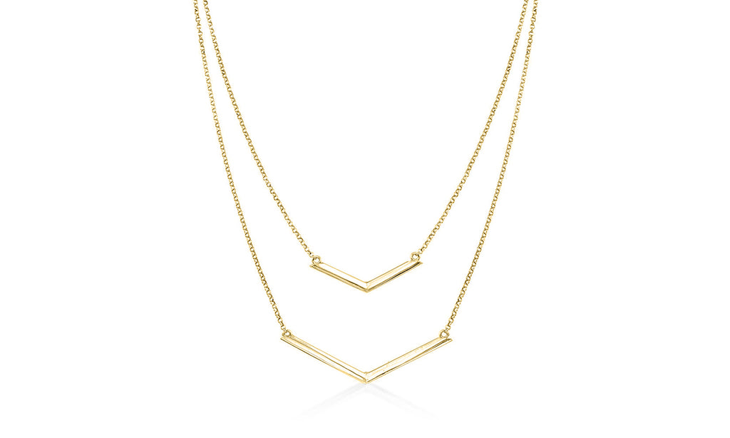 Duo Dangling Chevron Statement Necklace in 18K Gold (Multiple Options), , Golden NYC Jewelry, Golden NYC Jewelry  jewelryjewelry deals, swarovski crystal jewelry, groupon jewelry,, jewelry for mom,