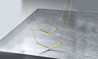 Duo Dangling Chevron Statement Necklace in 18K Gold (Multiple Options), , Golden NYC Jewelry, Golden NYC Jewelry jewelryjewelry deals, swarovski crystal jewelry, groupon jewelry,, jewelry for mom,