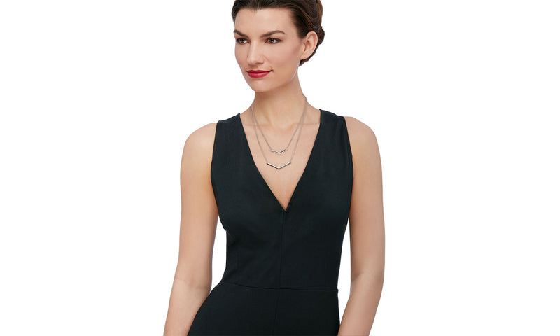 Duo Dangling Chevron Statement Necklace in 18K Gold (Multiple Options), , Golden NYC Jewelry, Golden NYC Jewelry jewelryjewelry deals, swarovski crystal jewelry, groupon jewelry,, jewelry for mom,