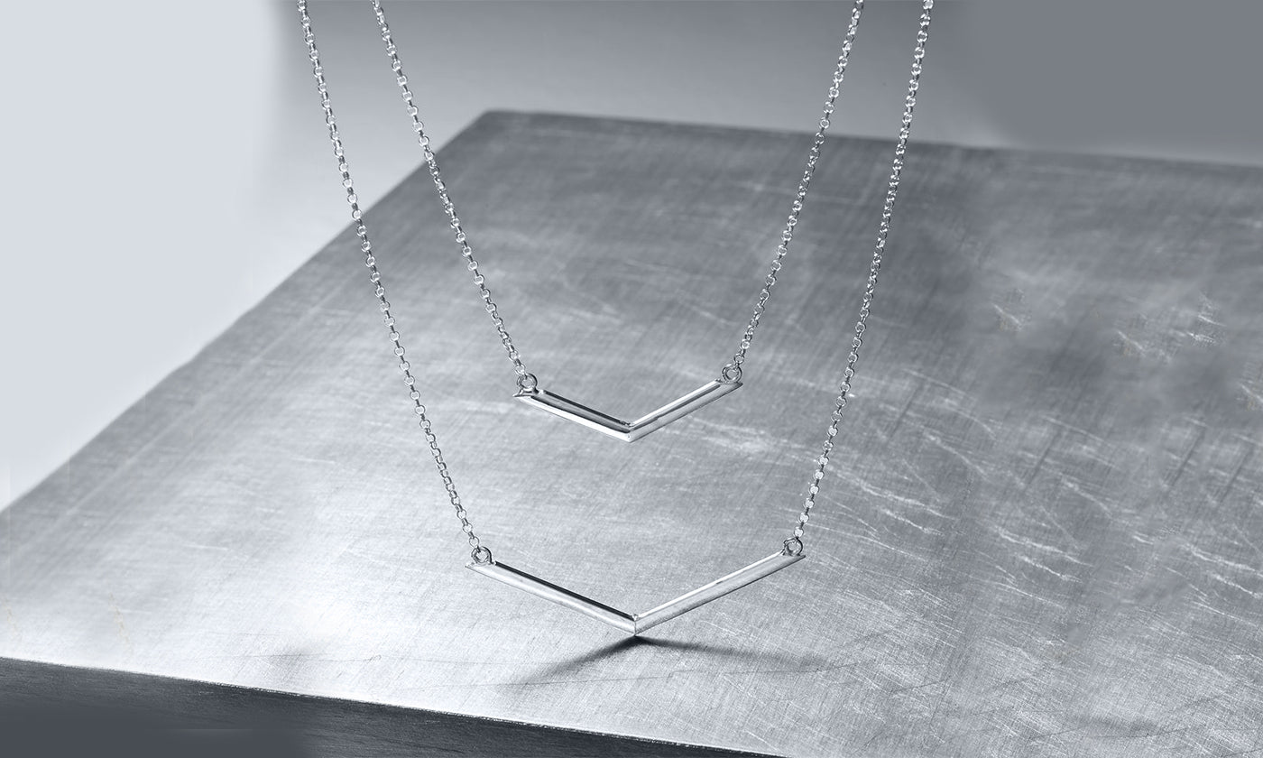 Duo Dangling Chevron Statement Necklace in 18K Gold (Multiple Options), , Golden NYC Jewelry, Golden NYC Jewelry jewelryjewelry deals, swarovski crystal jewelry, groupon jewelry,, jewelry for mom,