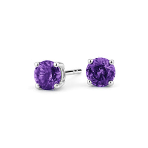 Amethyst Created Swarovski Crystal 6mm Stud Earring 14K White Gold Plated - 1.00 CT, Earring, Golden NYC Jewelry, Golden NYC Jewelry  jewelryjewelry deals, swarovski crystal jewelry, groupon jewelry,, jewelry for mom,