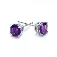 Amethyst Created Swarovski Crystal 6mm Stud Earring 14K White Gold Plated - 1.00 CT, Earring, Golden NYC Jewelry, Golden NYC Jewelry  jewelryjewelry deals, swarovski crystal jewelry, groupon jewelry,, jewelry for mom,