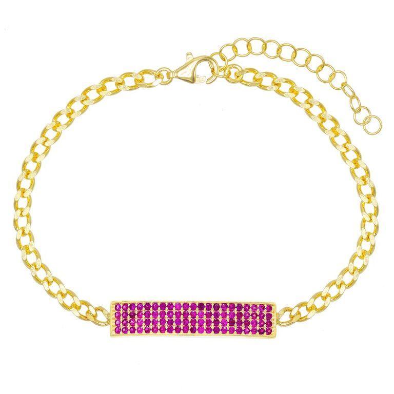 Pave Pink Topaz Chain Bracelet 7.8