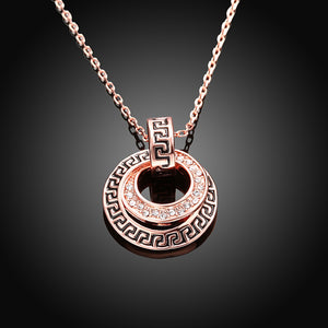 Austrian Elements Intertwined Duo Pendant Necklace in 14K Rose Gold