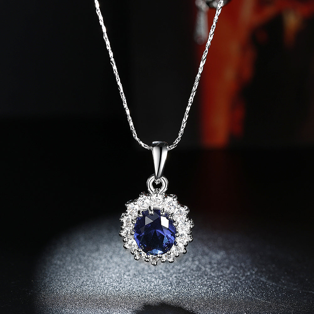 Sapphire Blossoming Pave Necklace Gemstone