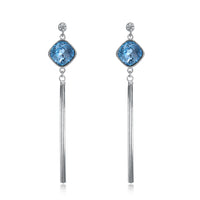 Sterling Silver Blue Rhombus Swarovski Drop Earrings