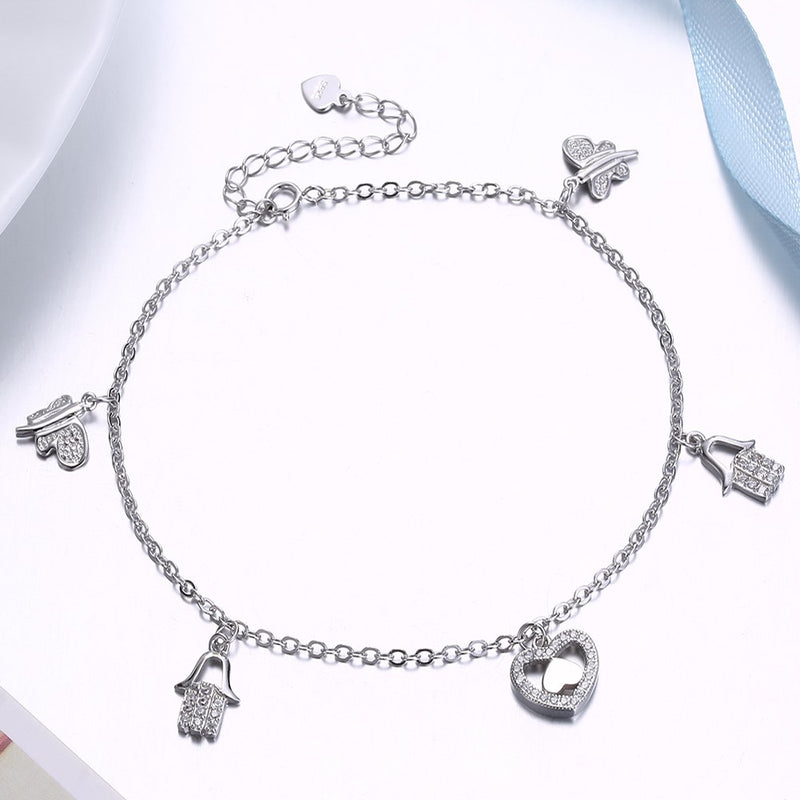 Sterling Silver Hamsa Evil Eye Protection Bracelet