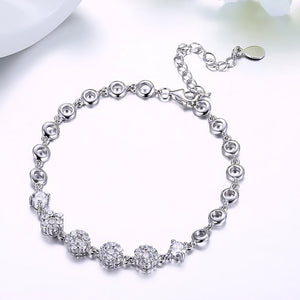 Pave Flower Cluster Austrian Cystal Sterling Silver Bracelet