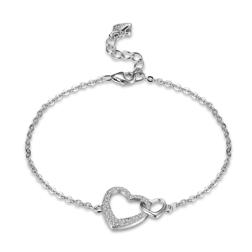 Pave Heart Sterling Silver Bracelet