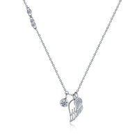 Swarovski Crystal 18K White Gold over Sterling Silver Wings of an Angel Necklace - Golden NYC Jewelry