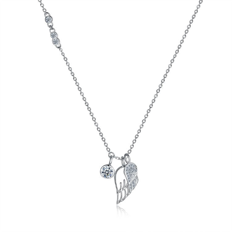 Swarovski Crystal 18K White Gold over Sterling Silver Wings of an Angel Necklace - Golden NYC Jewelry