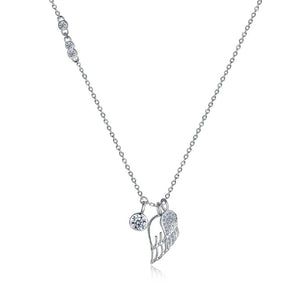 Austrian Crystal 18K White Gold over Sterling Silver Wings of an Angel Necklace - Golden NYC Jewelry