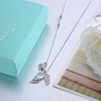 Swarovski Crystal 18K White Gold over Sterling Silver Wings of an Angel Necklace - Golden NYC Jewelry