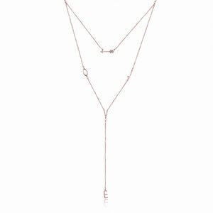 Austrian Crystal 18K Rose Gold LOVE Layered Necklace - Golden NYC Jewelry