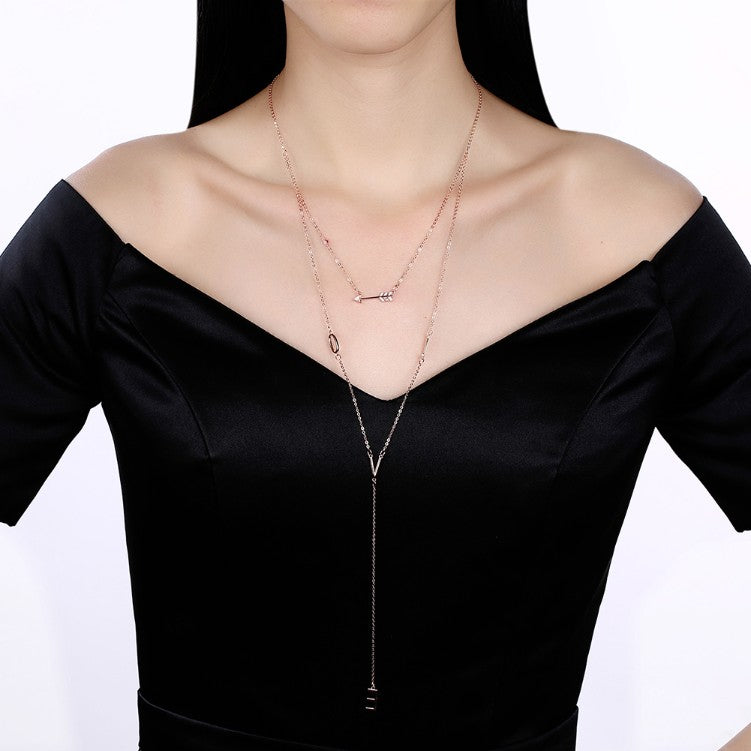 Swarovski Crystal 18K Rose Gold LOVE Layered Necklace - Golden NYC Jewelry