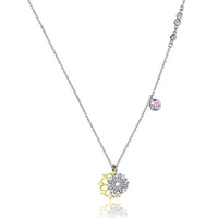 Swarovski Crystal 18K White Gold over Sterling Silver Two Tone Snowflake Necklace - Golden NYC Jewelry