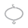 Simple Heart Beaded Sterling Silver Bracelet