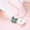 Austrian Crystal 18K White Gold over Sterling Silver Emerald Butterfly Necklace - Golden NYC Jewelry