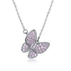 Swarovski Crystal 18K White Gold over Sterling Silver Pink Topaz Butterfly Necklace - Golden NYC Jewelry