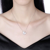 Swarovski Crystal 18K White Gold over Sterling Silver Pink Topaz Butterfly Necklace - Golden NYC Jewelry