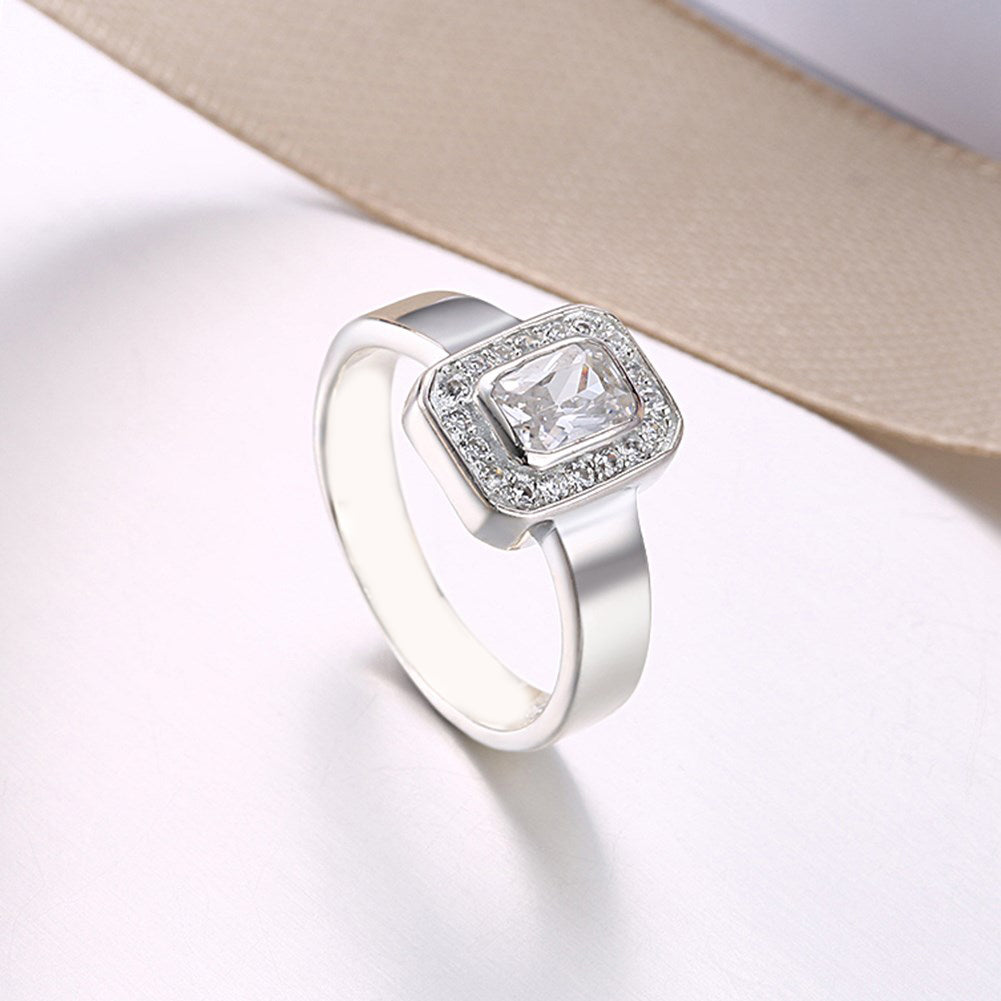 Sterling Silver Austrian Emerald Cut Cocktail Ring