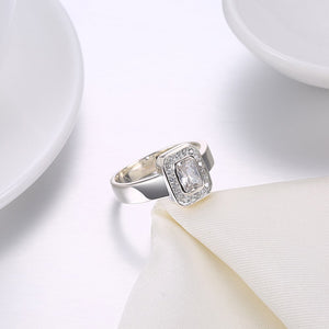 Sterling Silver Austrian Emerald Cut Cocktail Ring