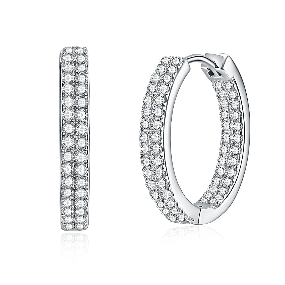 Sterling Silver Pav'v Swarovski Hoops