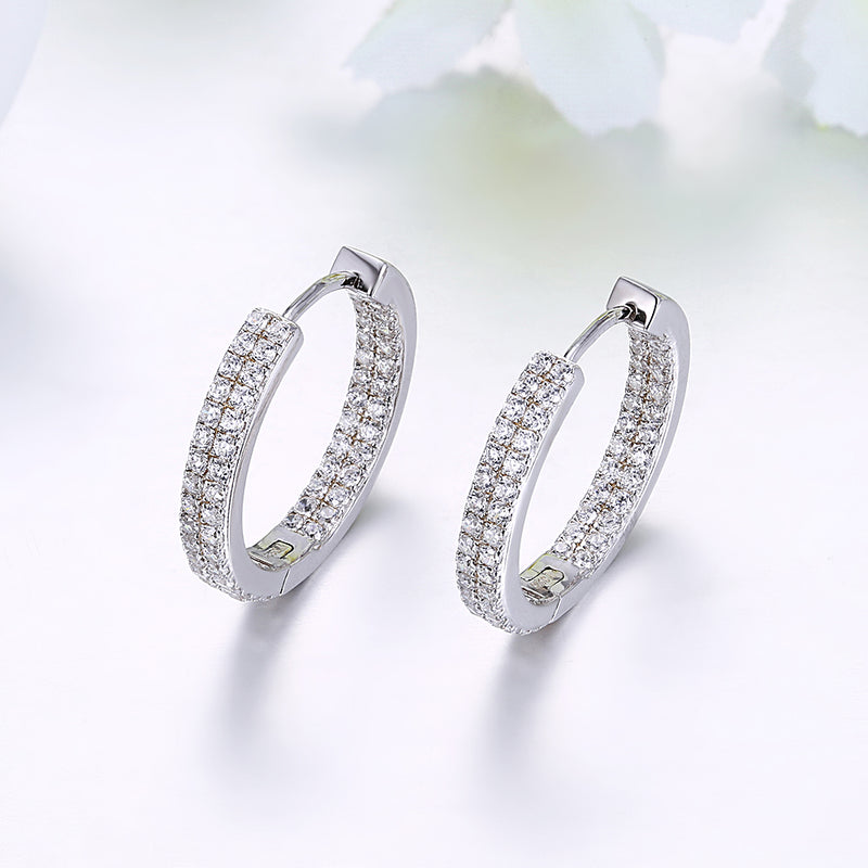 Sterling Silver Pav'v Swarovski Hoops