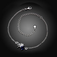 Sapphire Blue Pineapple Anklet in 18K White Gold Plated
