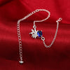 Sapphire Blue Pineapple Anklet in 18K White Gold Plated