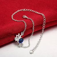 Sapphire Blue Pineapple Anklet in 18K White Gold Plated