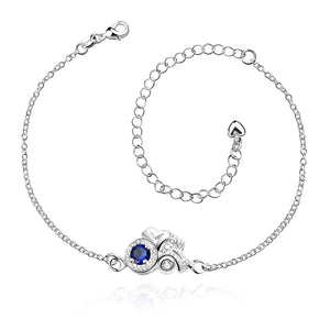 LOVE Sapphire Anklet in 18K White Gold Plated