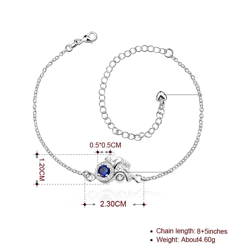 LOVE Sapphire Anklet in 18K White Gold Plated