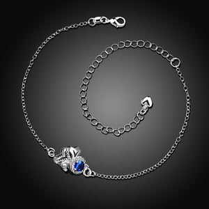LOVE Sapphire Anklet in 18K White Gold Plated