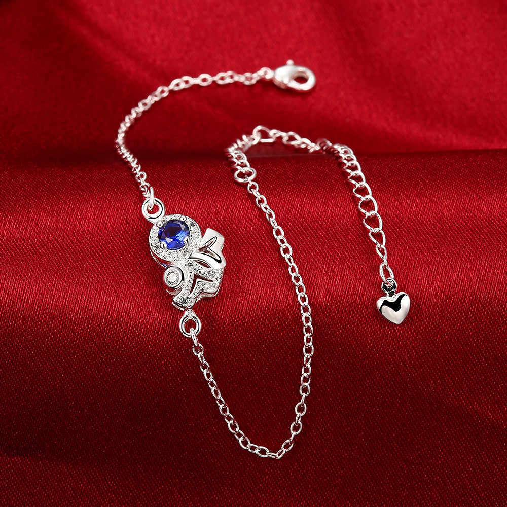 LOVE Sapphire Anklet in 18K White Gold Plated