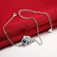 LOVE Sapphire Anklet in 18K White Gold Plated
