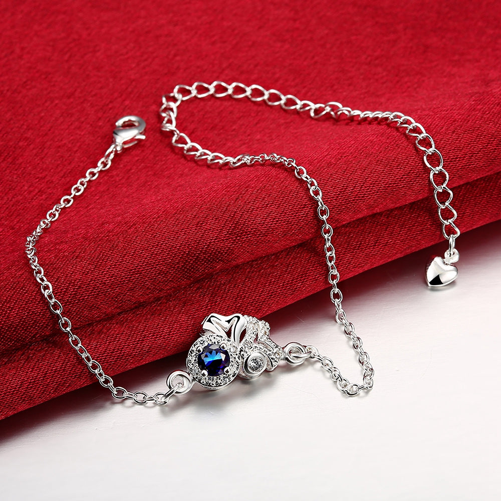 LOVE Sapphire Anklet in 18K White Gold Plated