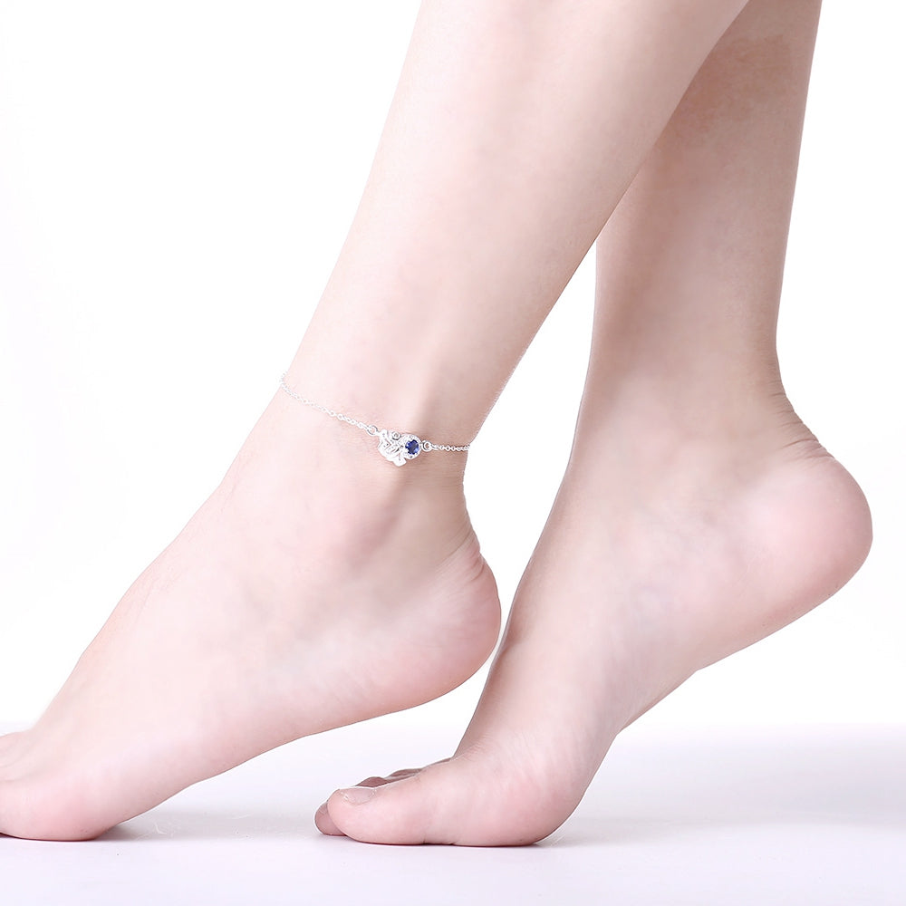LOVE Sapphire Anklet in 18K White Gold Plated