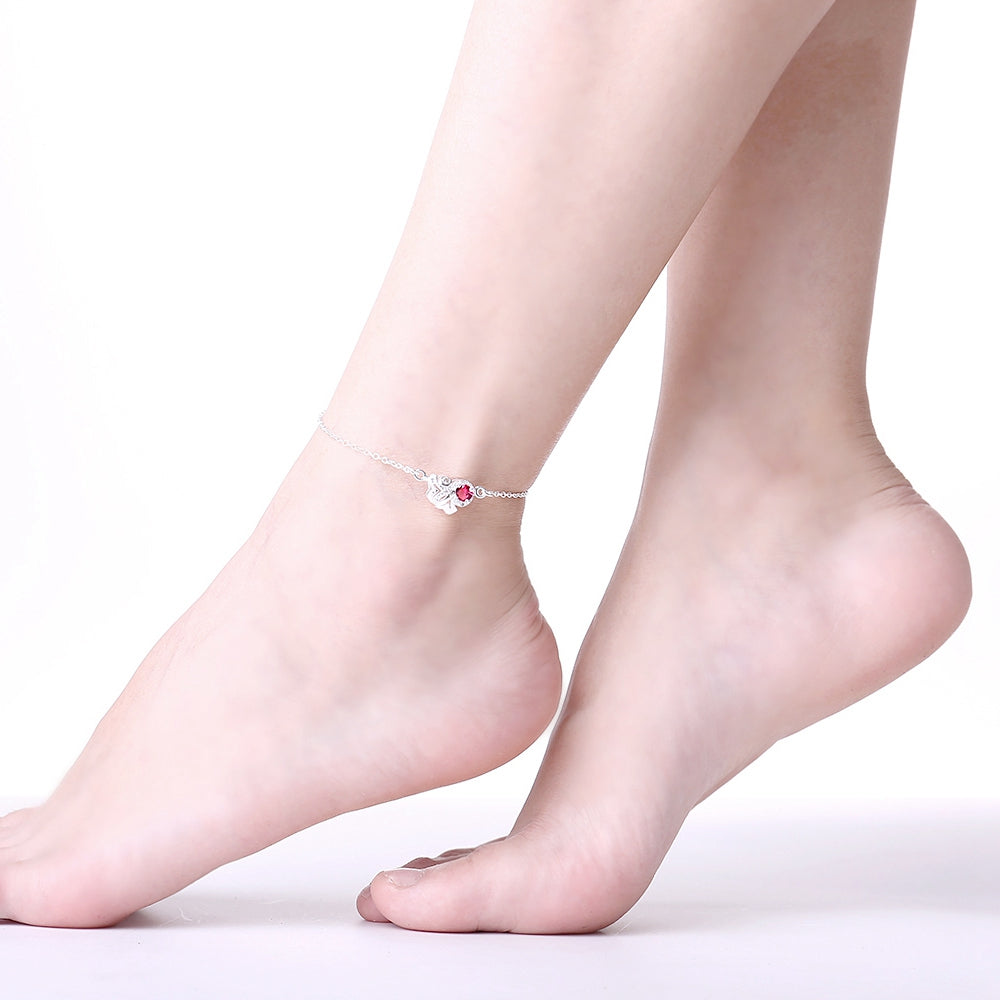 LOVE Ruby Anklet in 18K White Gold Plated