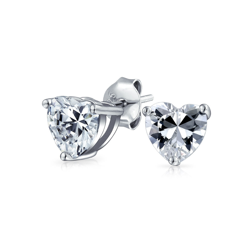 Heart Stud Earrings Made with Austrian Elements in Sterling Silver Plated