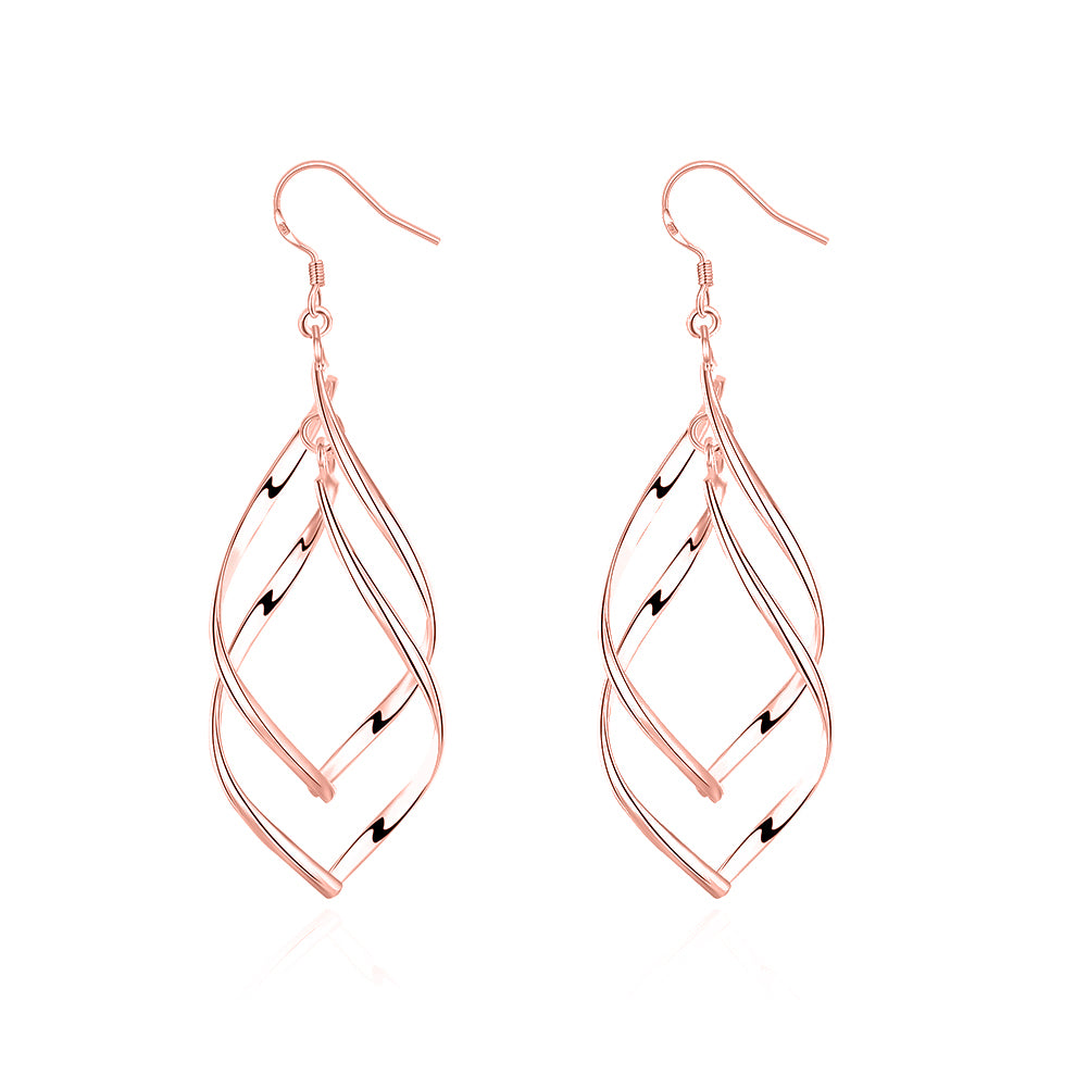 Silver Spiral Hook Earrings Set in 18K White Gold Plated ( 3 Color Available)