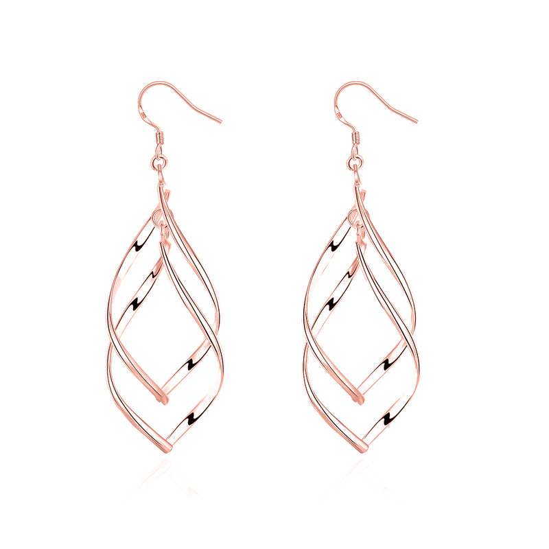 Silver Spiral Hook Earrings Set in 18K White Gold Plated ( 3 Color Available)