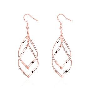 Silver Spiral Hook Earrings Set in 18K White Gold Plated ( 3 Color Available)