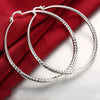 Sleek Silver Plated Roman Ingrain Classic Hoops