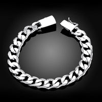 Silver Plated Unisex Curb Chain Italian Bracelet