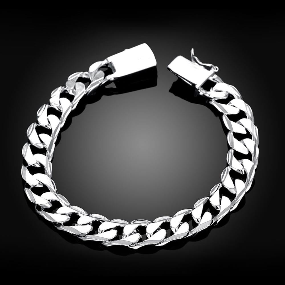 Silver Plated Unisex Curb Chain Italian Bracelet