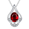 Ruby Curved Pendant Pave Necklace in 18K White Gold Gemstone